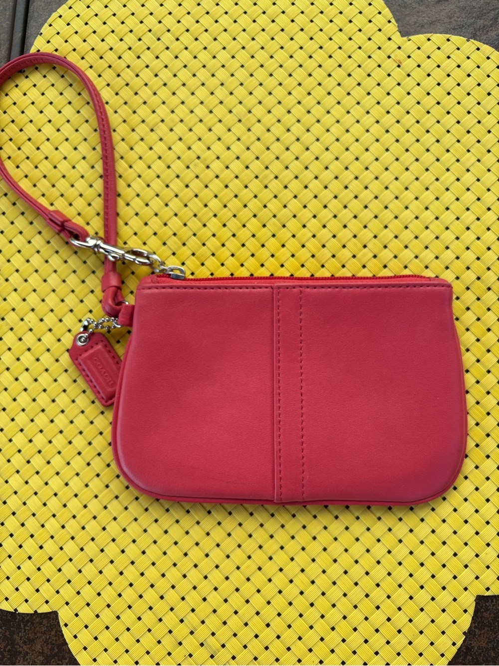 Coach Smooth Pink/Coral Leather Wristlet - Picture 2 of 8